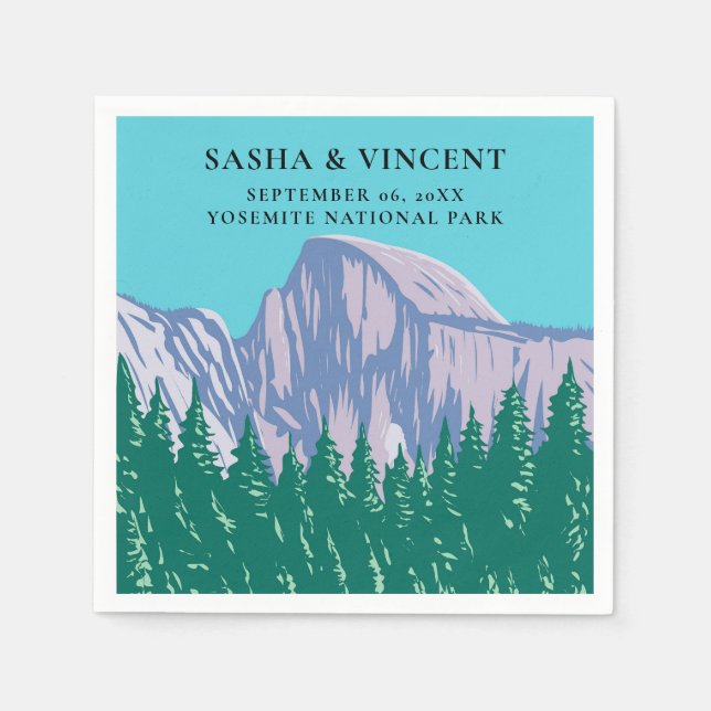 Serviette En Papier Yosemite Parc National Mariage Rétro (Devant)