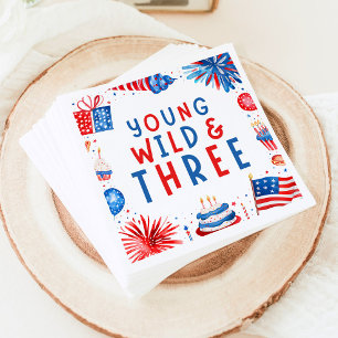 Serviette En Papier Young Wild et Three 4 juillet 3e anniversaire