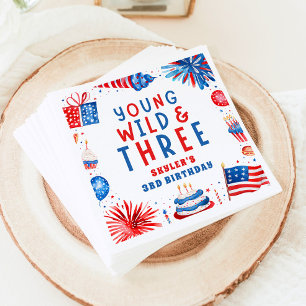 Serviette En Papier Young Wild et Three 4 juillet 3e anniversaire