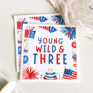 Serviette En Papier Young Wild et Three 4 juillet 3e anniversaire