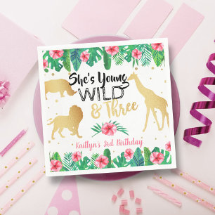Serviette En Papier Young Wild & Three Girls Troisième anniversaire