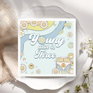 Serviette En Papier Young Wild Three Retro Rainbow 3e anniversaire