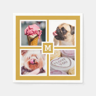 Serviette En Papier YOUR 4 PHOTOS ET MONOGRAM paper napkins