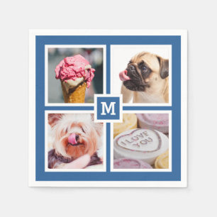 Serviette En Papier YOUR 4 PHOTOS ET MONOGRAM paper napkins