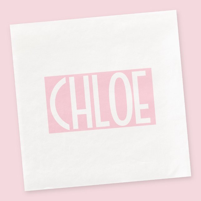 Serviette En Papier Your | Bold White Text on Light Pink (Créateur téléchargé)