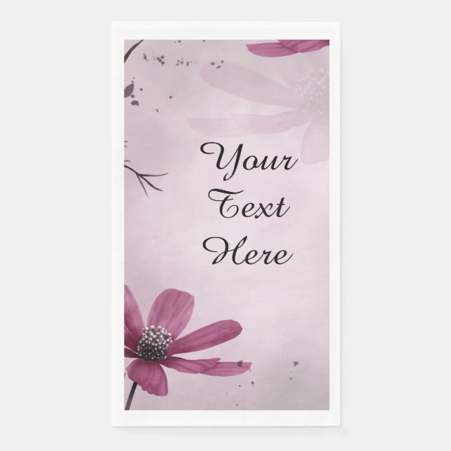 Serviette En Papier Your Custom Text - Deep Pink Flowers Personalized (Devant)