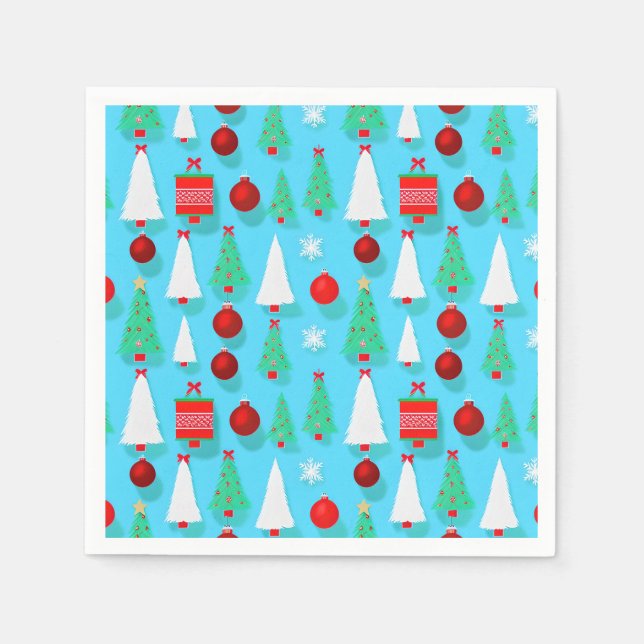 Serviette En Papier Yuletide Blue Napkin (Devant)
