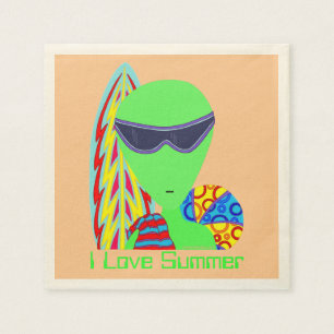 Serviette En Papier Z Fun LGM Alien Vacation I Love Summer Party