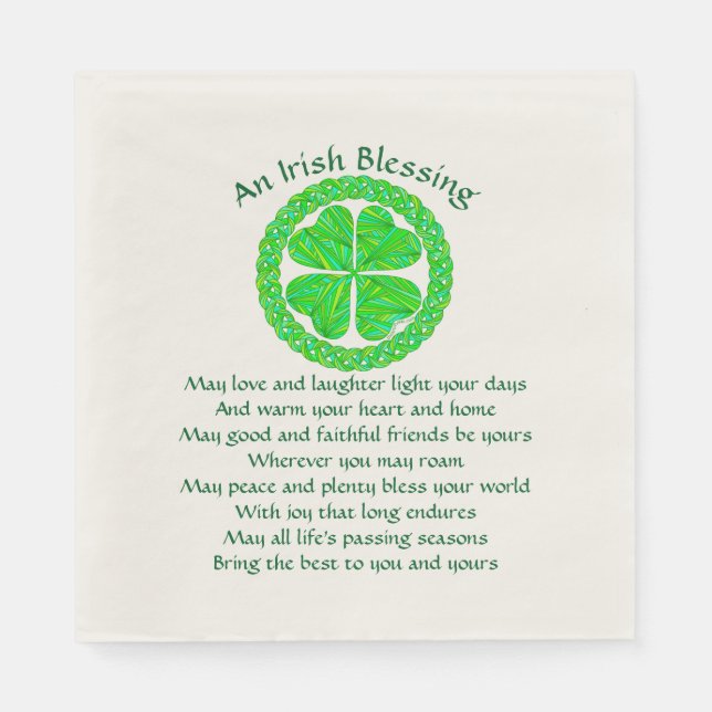 Serviette En Papier Z Irish Blessing Celtic Shamrock Party Medium (Devant)