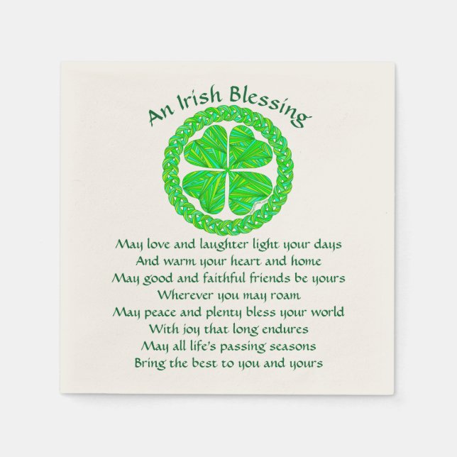 Serviette En Papier Z Irish Blessing Celtic Shamrock Party Small (Devant)