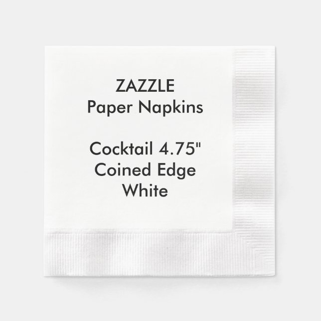 Serviette En Papier ZAZZLE Personnalisé BLANC Cocktail Coin Papier à C (Devant)