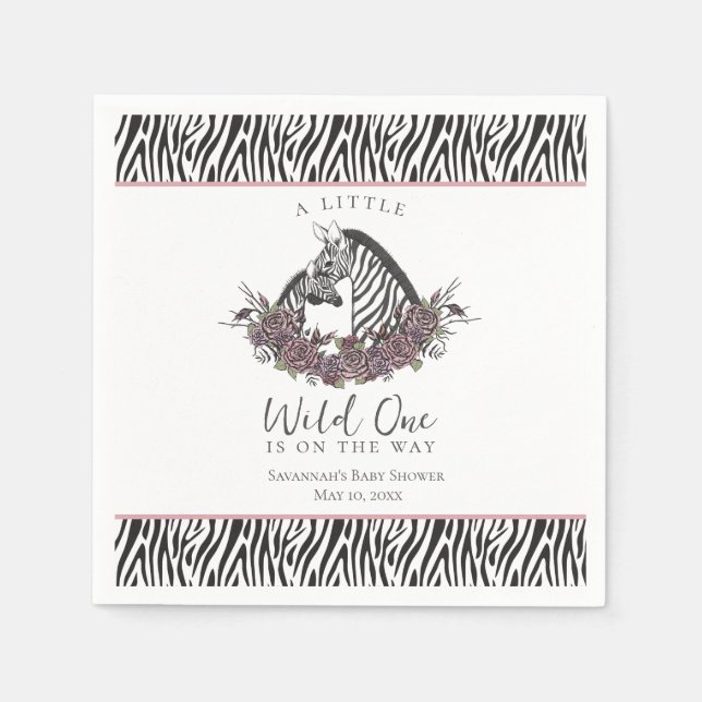 Serviette En Papier Zebra Baby Shower Little Wild One Party (Devant)