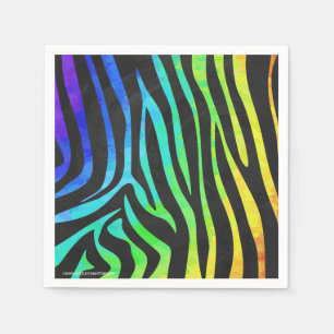 Serviette En Papier Zebra Black et Rainbow Print