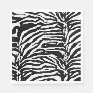 Serviette En Papier Zebra Camouflage Motif artistique noir et blanc