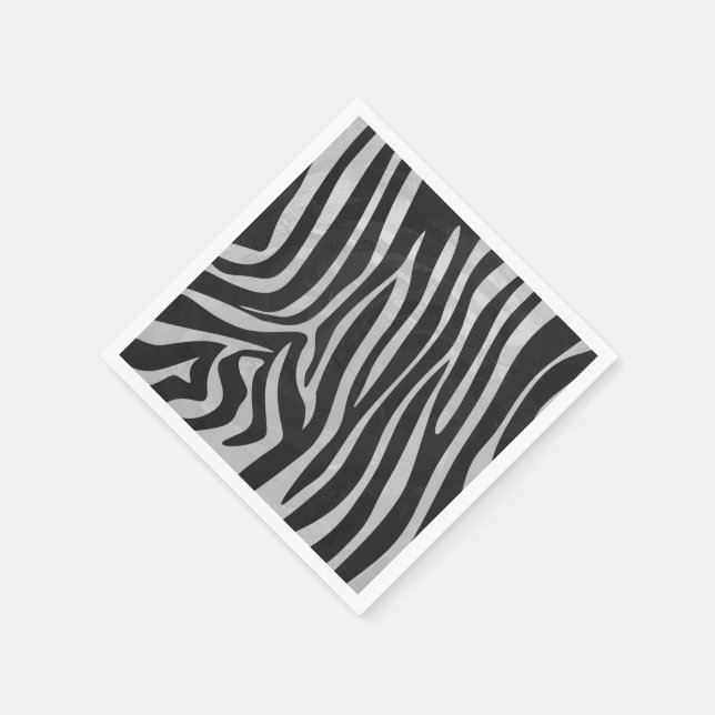 Serviette En Papier Zebra noir et gris clair (Coin)
