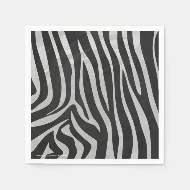 Serviette En Papier Zebra noir et gris clair (Devant)