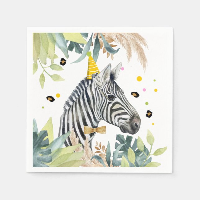 Serviette En Papier Zebra Party Animaux Anniversaire Zoo Safari (Devant)