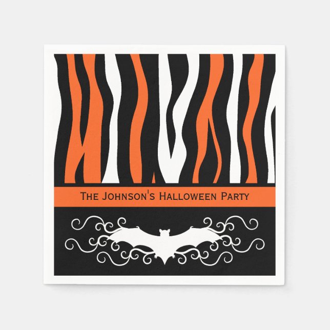 Serviette En Papier Zebra pattern et chauve-souris fête d'Halloween (Devant)
