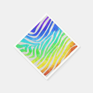 Serviette En Papier Zebra Rainbow et White Print