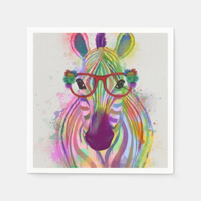 Serviette En Papier Zebra Rainbow Splash (Devant)