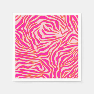 Serviette En Papier Zebra Stripes Pink Orange Wild Animal Prince