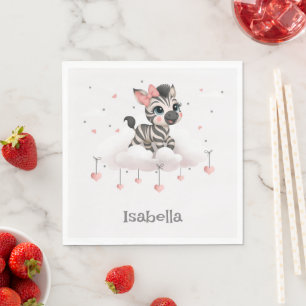 Serviette En Papier Zèbre de dessin animé adorable