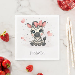Serviette En Papier Zèbre de dessin animé adorable