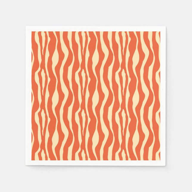 Serviette En Papier Zèbre rayures - Mandarin et orange clair (Devant)