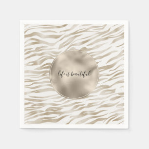 Serviette En Papier Zen Cream White Cocoa Brown Zebra Imprimer