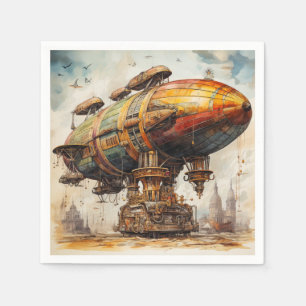 Serviette En Papier Zeppelin Steampunk vintage (1)
