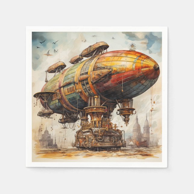 Serviette En Papier Zeppelin Steampunk vintage (1) (Devant)