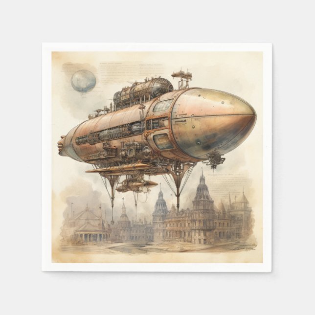 Serviette En Papier Zeppelin Steampunk vintage (12) (Devant)