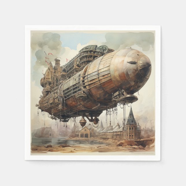 Serviette En Papier Zeppelin Steampunk vintage (2) (Devant)