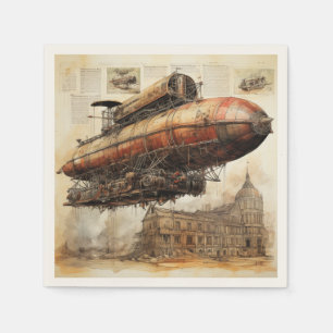 Serviette En Papier Zeppelin Steampunk vintage (3)