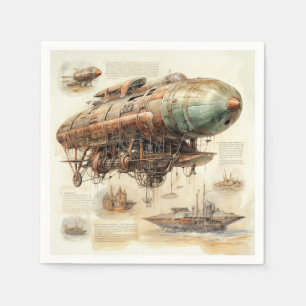 Serviette En Papier Zeppelin Steampunk vintage (4)
