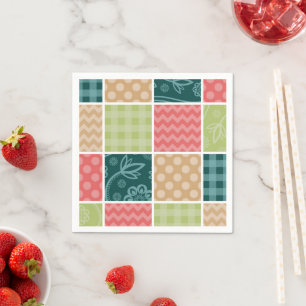 Serviette En Papier Zigzag, Chevron, En vichy, Pois, Patchwork