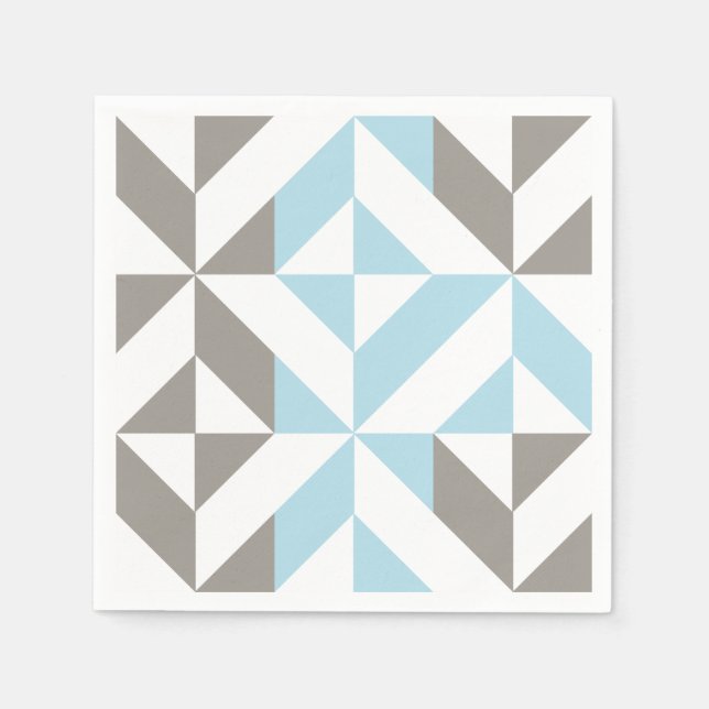 Serviette En Papier ZigZag géométrique bleu et argent (Devant)