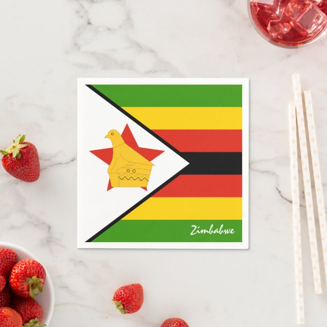 Serviette En Papier Zimbabwe & Flag party mode / fans sportifs (En situation)