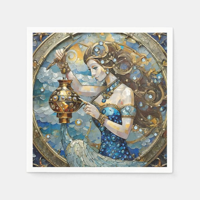 Serviette En Papier Zodiac - Aquarius Le Porteur D'Eau (Devant)