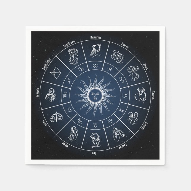 Serviette En Papier Zodiac circle with horoscope signs (Devant)