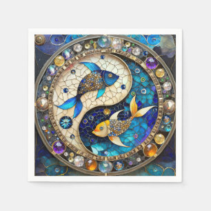 Serviette En Papier Zodiac - Poissons de poisson Yin et Yang
