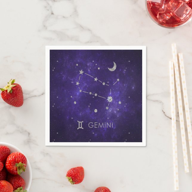 Serviette En Papier Zodiac Purple Gemini | Horoscope d'astrologie cosm (En situation)
