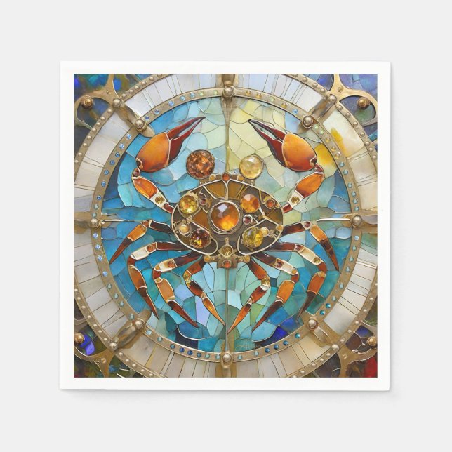 Serviette En Papier Zodiaque - Cancer Le Crabe (Devant)