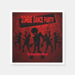 Serviette En Papier Zombie Dance Party Noir & Orange
