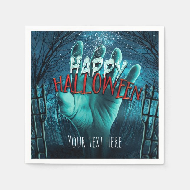 Serviette En Papier Zombie Joyeuse Fête d'Halloween (Devant)