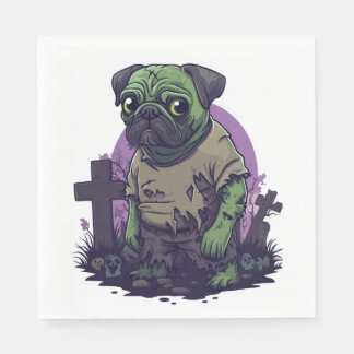 Serviette En Papier Zombie Pug � Undead Funny Halloween Dog