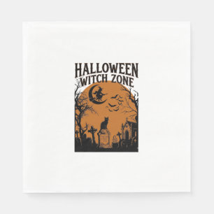 Serviette En Papier Zone de sorcière d'Halloween Cimetière de chat noi