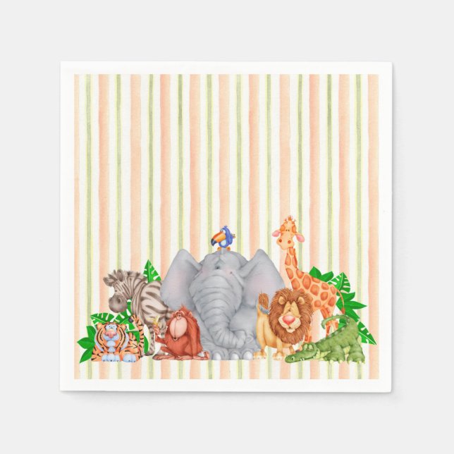 Serviette En Papier Zoo Animaux - Serviettes (Devant)