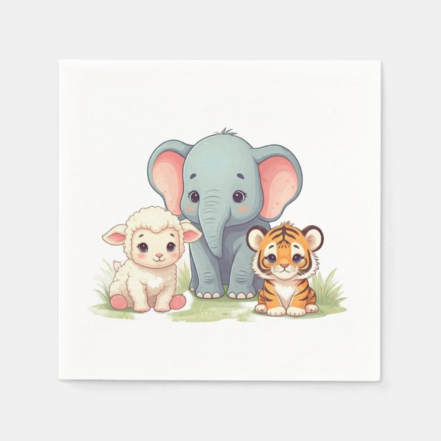 Serviette En Papier Zoo torride Anniversaire (Devant)