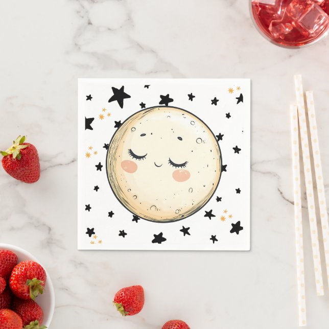 Serviette En Papier Zoom sur la Lune (En situation)